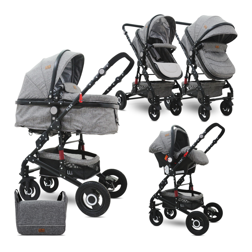 Carucior transformabil 3 in 1 alba dark grey