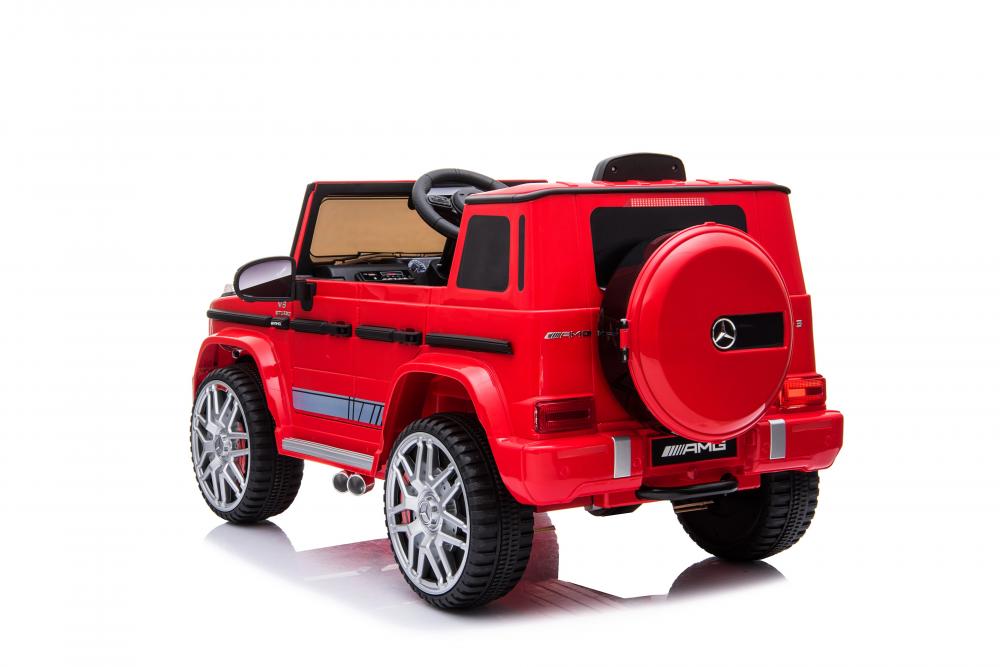 Masinuta electrica cu roti din cauciuc si scaun de piele Mercedes Benz G63 Red - 3