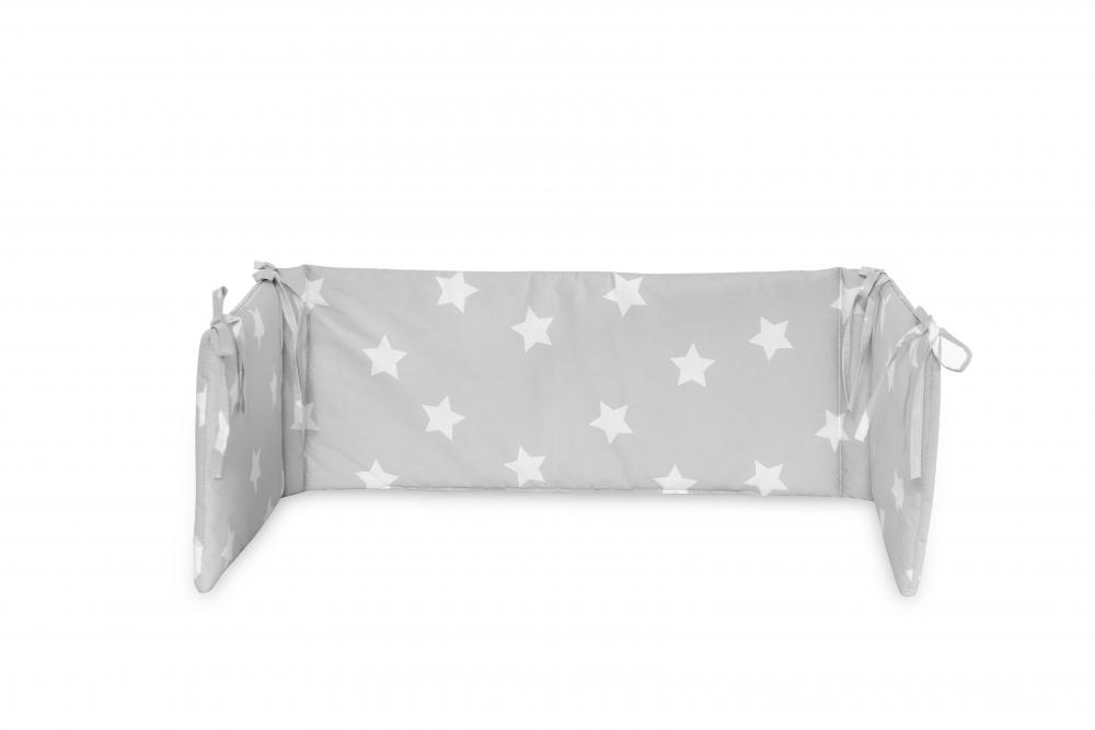Protectie laterala pat 140 x 27 cm bumbac ranforce stars grey