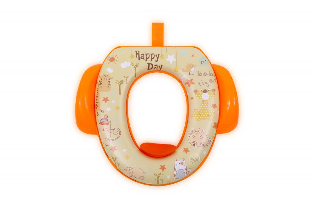 Reductor moale pentru toaleta cu manere antialunecare Animals Orange Animals