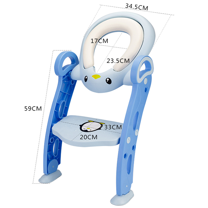 Reductor pentru toaleta cu scarita Little Mom Pinguin Blue - 2 | YEO