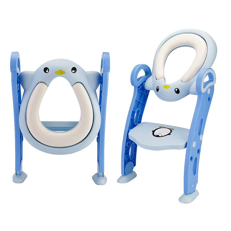 Reductor pentru toaleta cu scarita Little Mom Pinguin Blue - 3 | YEO