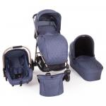 Carucior modular 3 in 1 cu cadru auriu Trinity Blue Melange