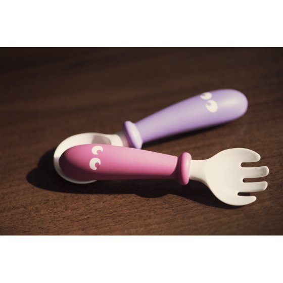 Set lingurite si furculite pentru bebelusi 4 bucati pinkpurple