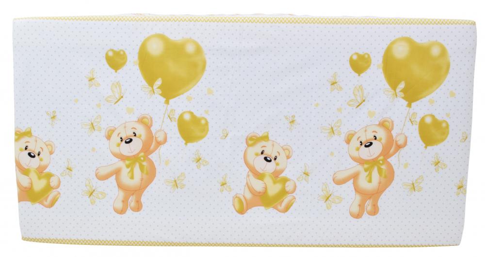 Cearceaf din bumbac cu elastic Bear Heart Cream 120x60 cm