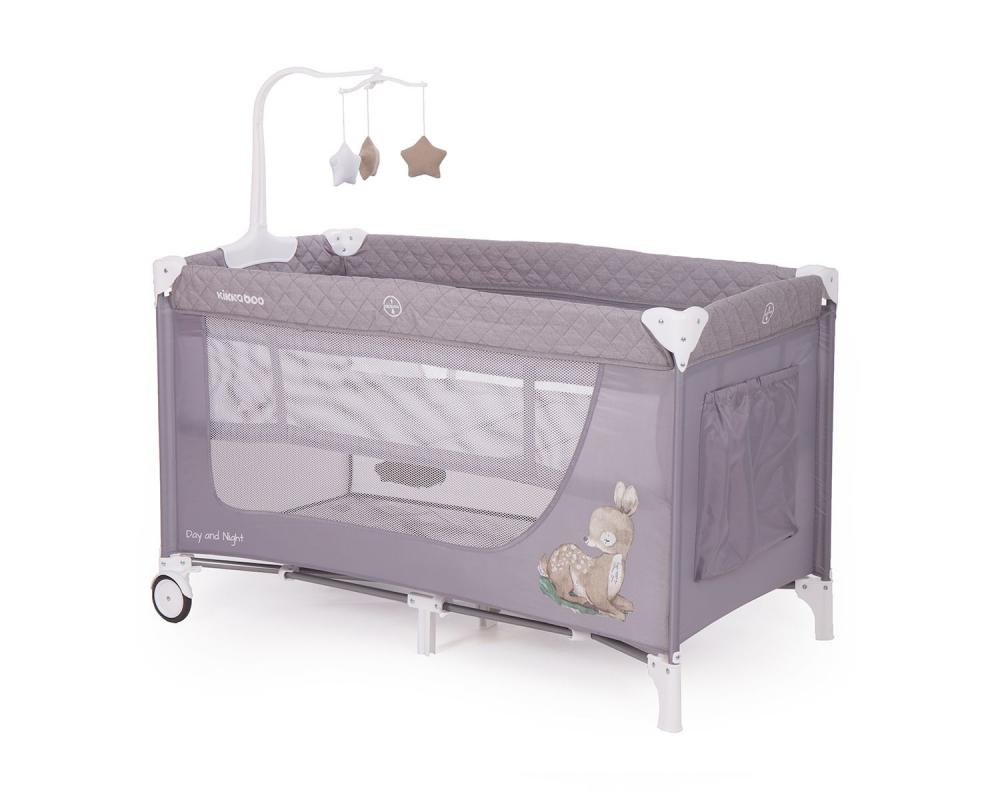 Patut pliabil cu doua nivele day and night grey deer