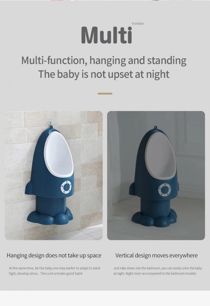 Pisoar pentru baieti Little Mom, cu inaltime reglabila, vas colector detasabil, dimensiune 27,5 x 15 x 49 cm, Rocket Navy - 1 | YEO