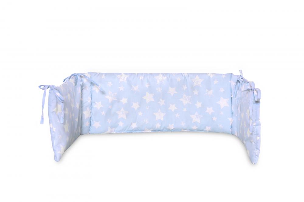 Protectie laterala pat 140 x 27 cm bumbac ranforce little stars blue