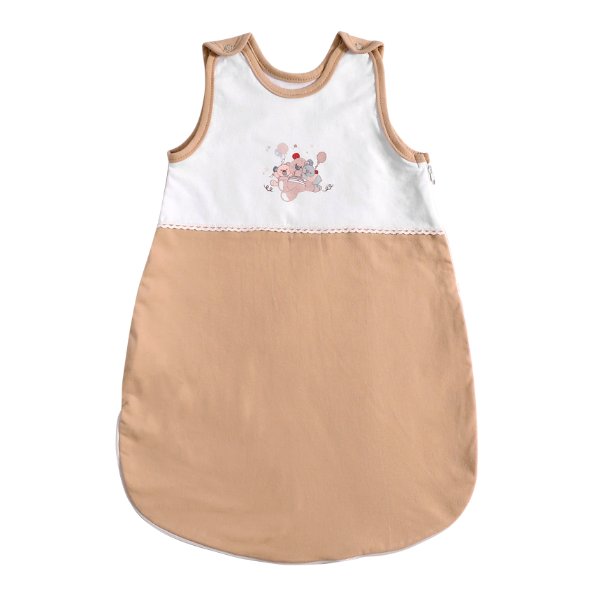 Sac de dormit de vara 0-6 Luni cu broderie Za Za Caffee Latte