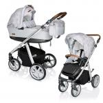 Carucior 2 in 1 Espiro Next Avenue cu cadru negru 401 Silver Nature 2019