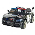 Masinuta electrica Police Patrol Black cu scaun de piele