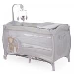 Patut pliabil KikkaBoo cu doua nivele si carusel Dolce Sonno Grey Best Friends