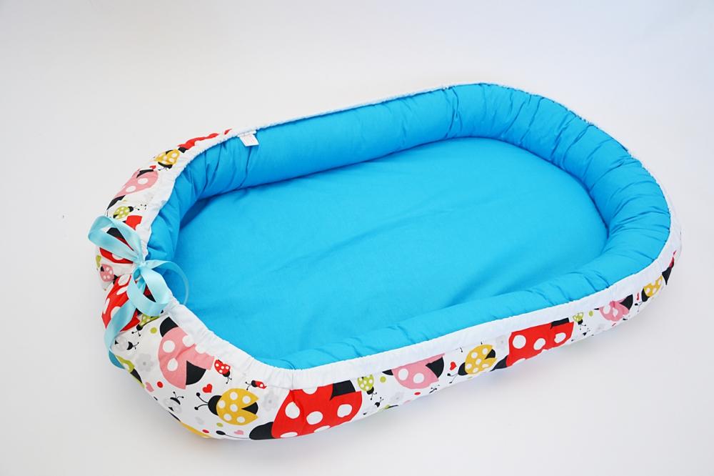 Baby nest 0-6 luni buburuze si albastru