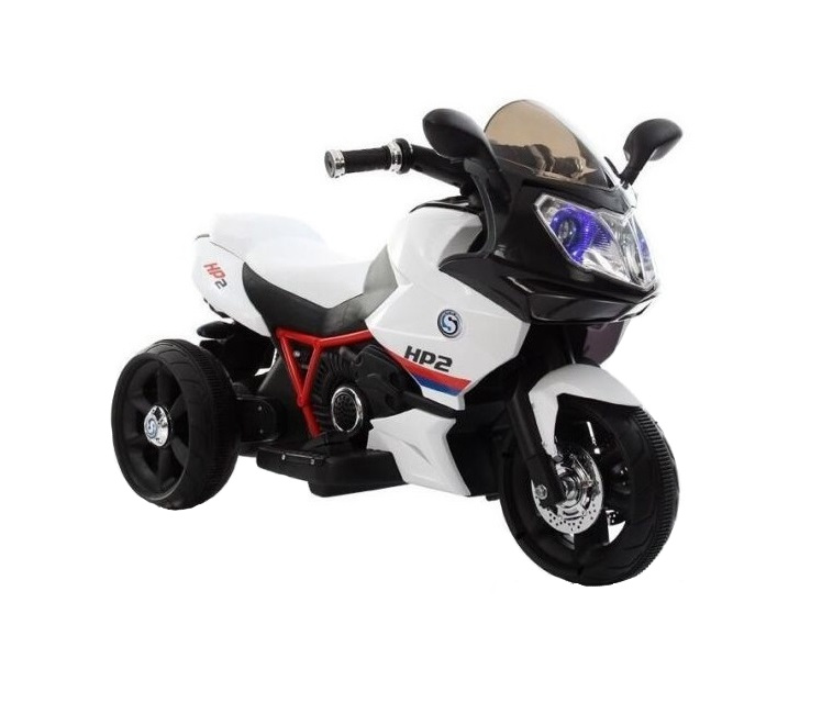 Motocicleta electrica nichiduta Sport HP2 70W pentru copii White cu unitate audio cu Mp3 si lumini led , portbagaj si roti rezistente