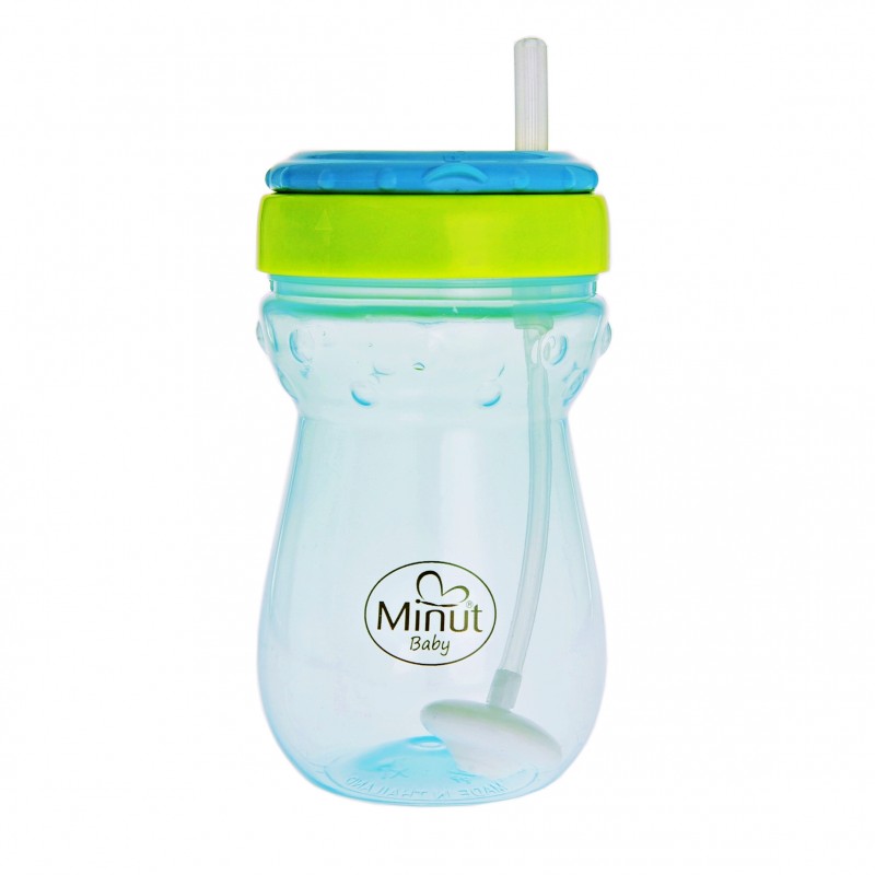 Cana anticurgere Minut Baby cu pai mobil 360 ml blue - 3 | YEO