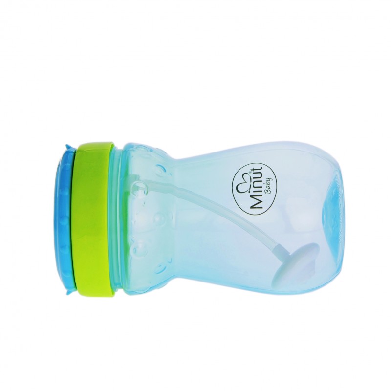 Cana anticurgere Minut Baby cu pai mobil 360 ml blue - 2 | YEO