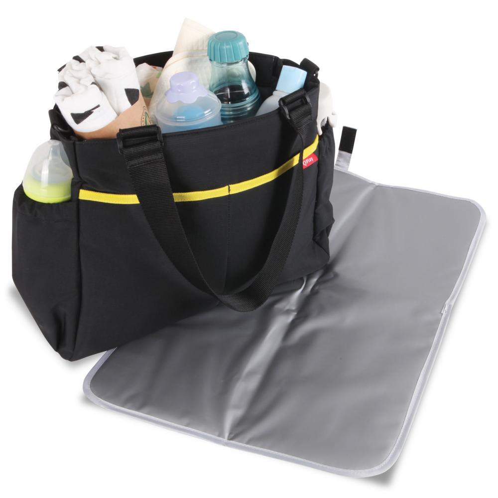 Geanta accesorii bebelusi qplay basic multiple compartimente light grey