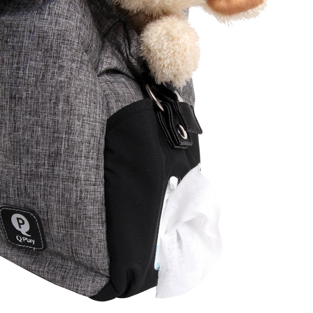Geanta accesorii bebelusi qplay capacity curele din piele buzunar izoterm camel