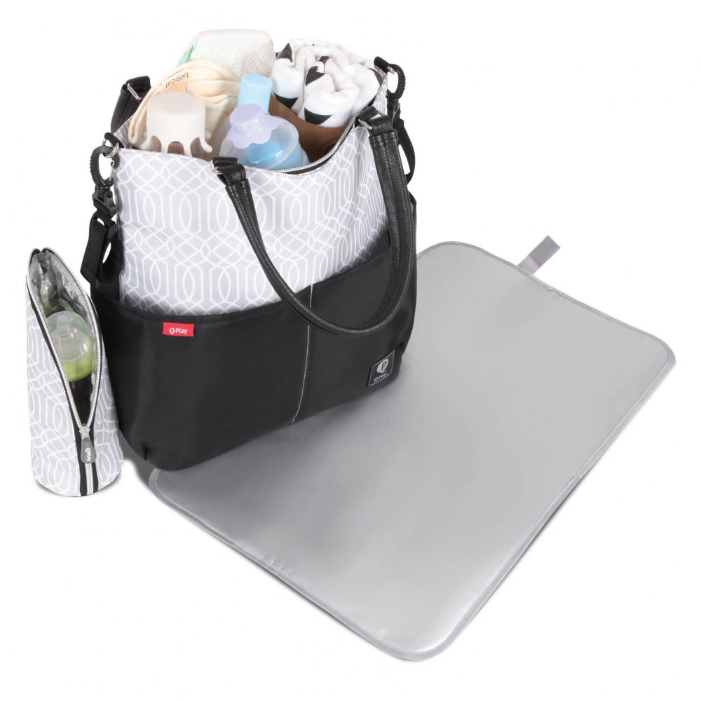 Geanta accesorii bebelusi qplay fashion curele din piele light black