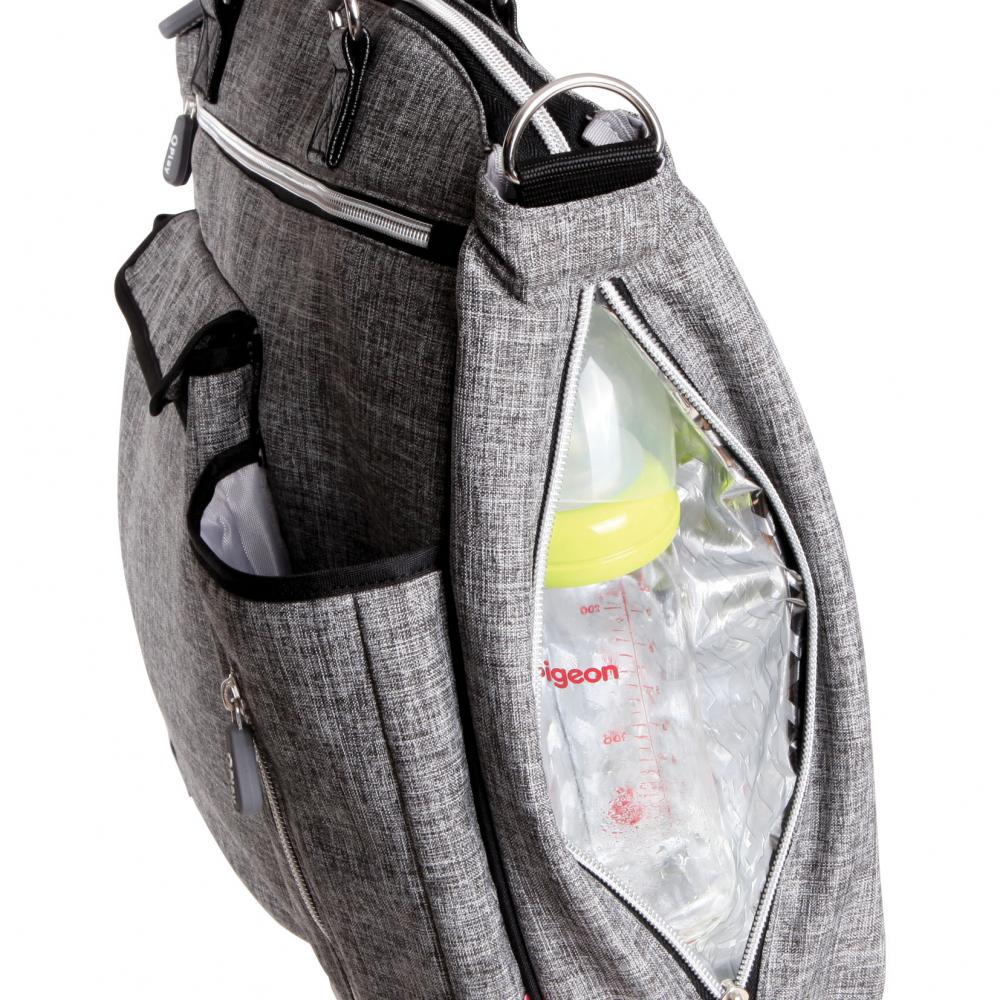 Geanta accesorii bebelusi Qplay Practical buzunare izoterme Light Grey