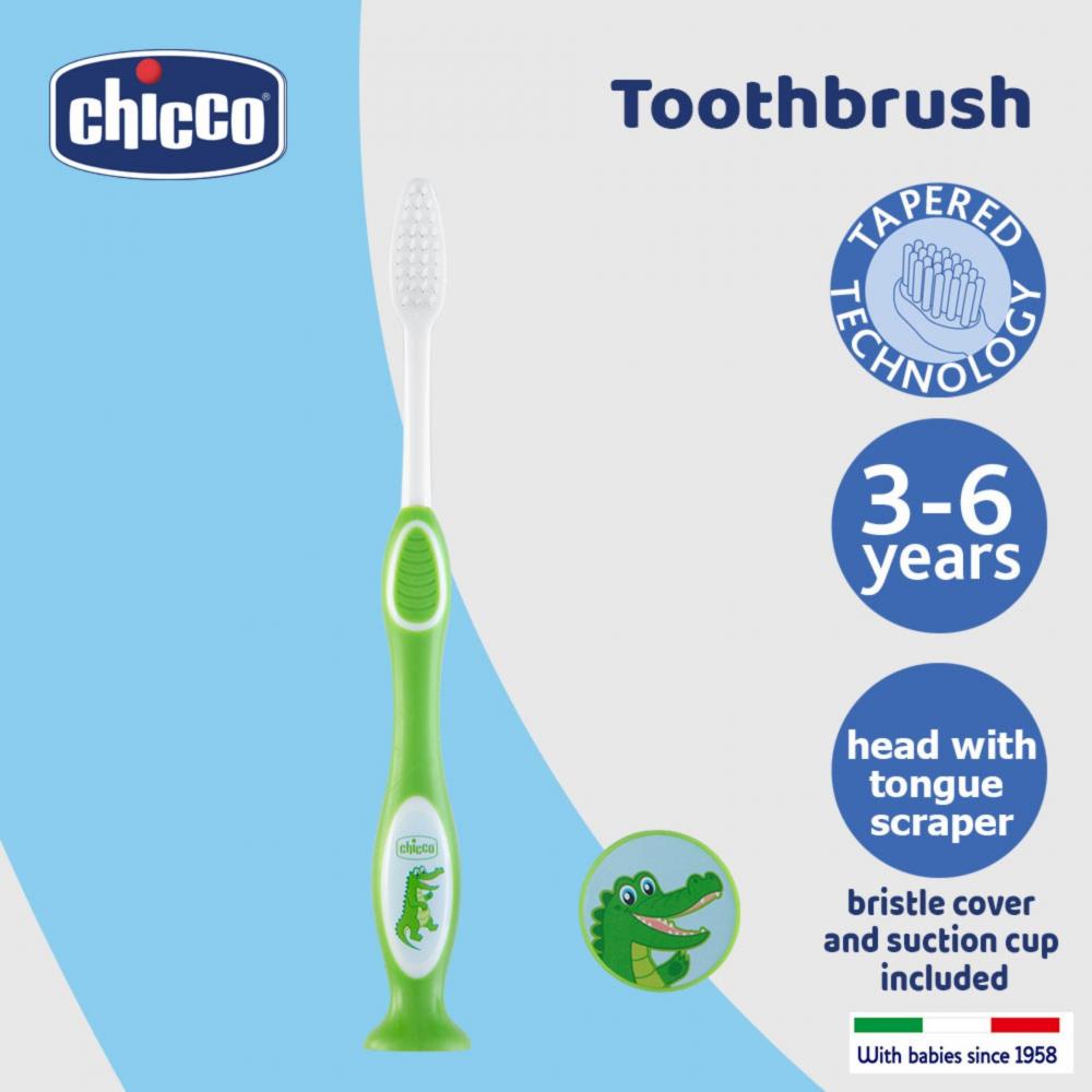 Periuta pentru dinti de lapte Chicco 3-6 ani verde 3-6 imagine noua responsabilitatesociala.ro
