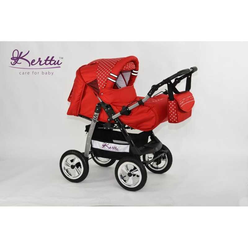 Carucior 3 in 1 kerttu vip 83 rosu cu buline albe