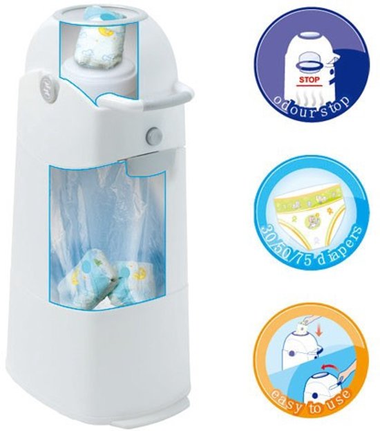 Cos ermetic pentru scutece Diaper Champ capacitate 30 scutece Regular Silver - 1 | YEO