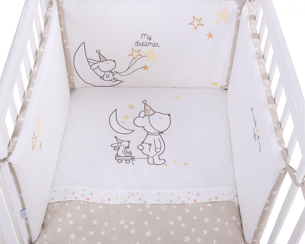 Lenjerie patut brodata cu 2 piese 120x60cm Little Dreamer Stars EU