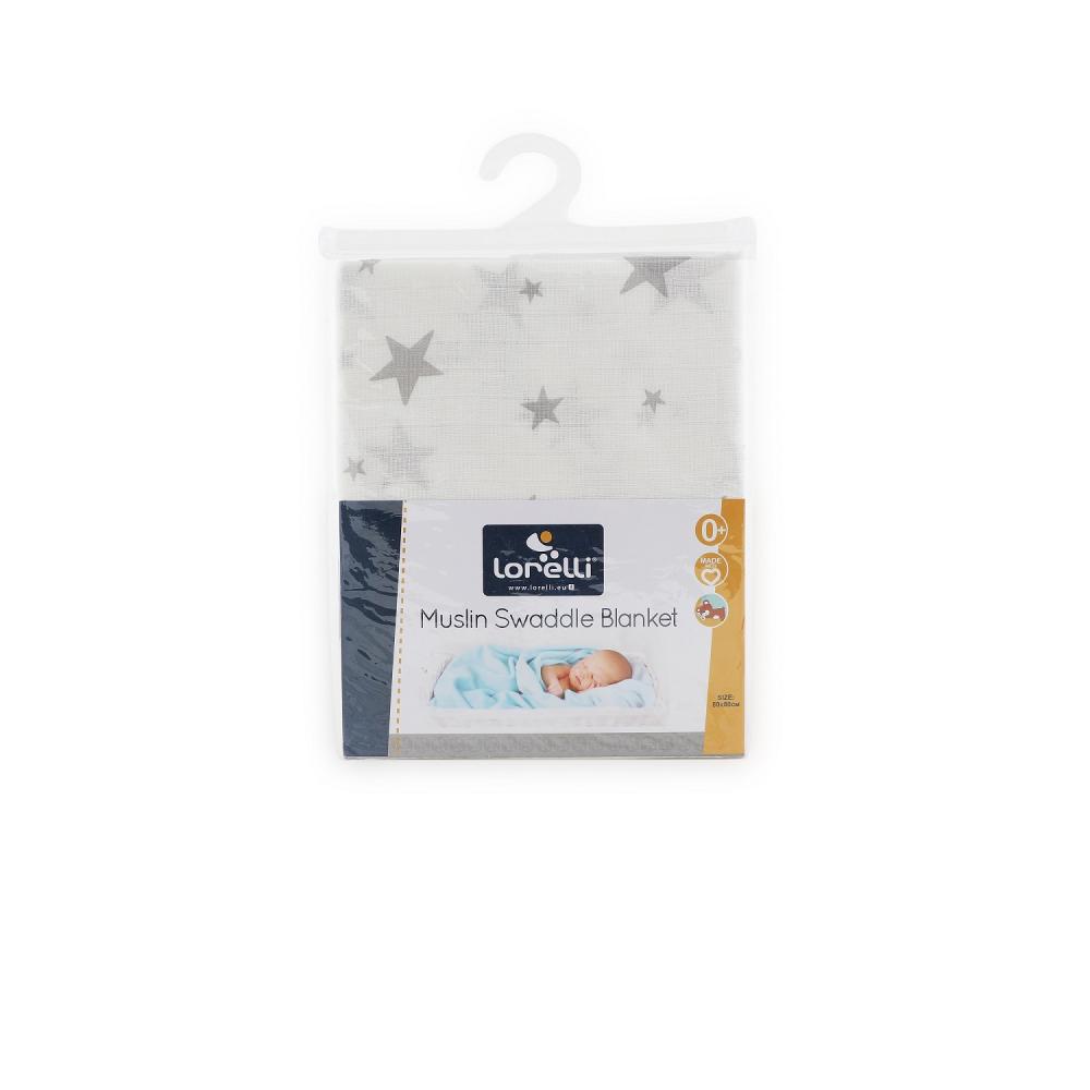 Scutec pled muselina 80 x 80 cm grey stars