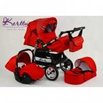 Carucior 3 in 1 Kerttu Vip 83 rosu cu buline albe