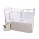Lenjerie patut brodata cu 6 piese si aparatori laterale complete 120x60 cm Little Dreamer Stars