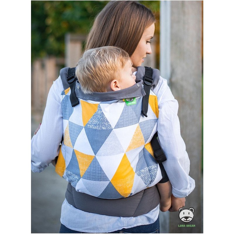 Marsupiu ergonomic 2 in 1 yellow triangles luna dream