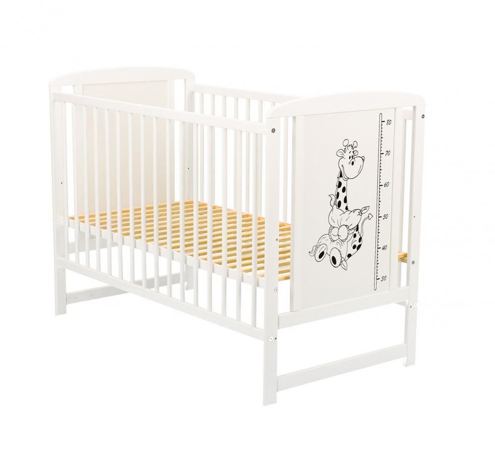 Patut din lemn timmi girafe 120x60 cm alb