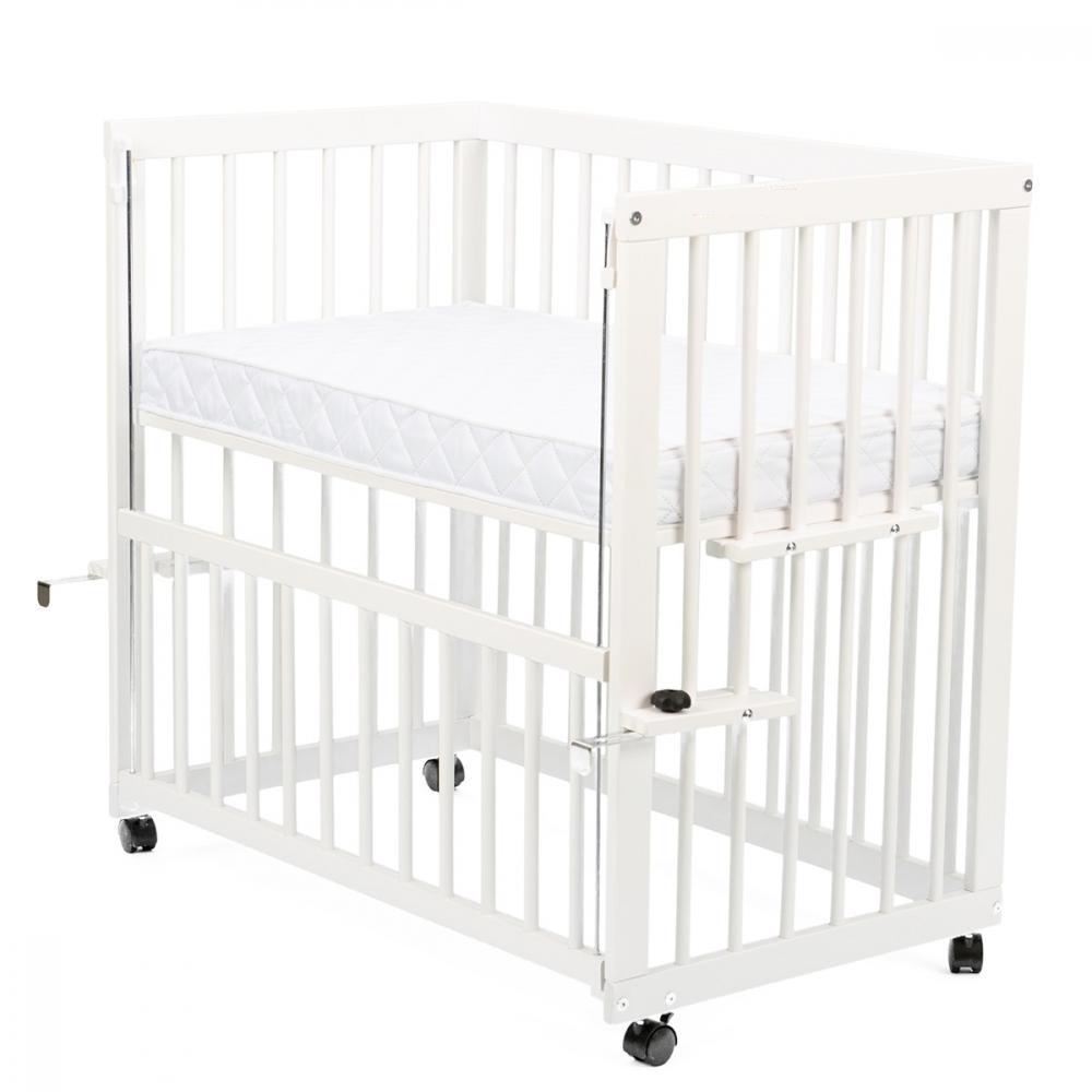Patut din lemn co-sleeper dalia alb