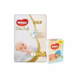 Pachet Scutece Huggies Elite Soft 1 3-5 kg 50 buc+Set 4xServetele umede Huggies Pure 56buc