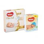 Pachet Scutece Huggies Elite Soft nr. 2 ,80 buc 4-6 kg +Set 4 xServetele umede Huggies Pure