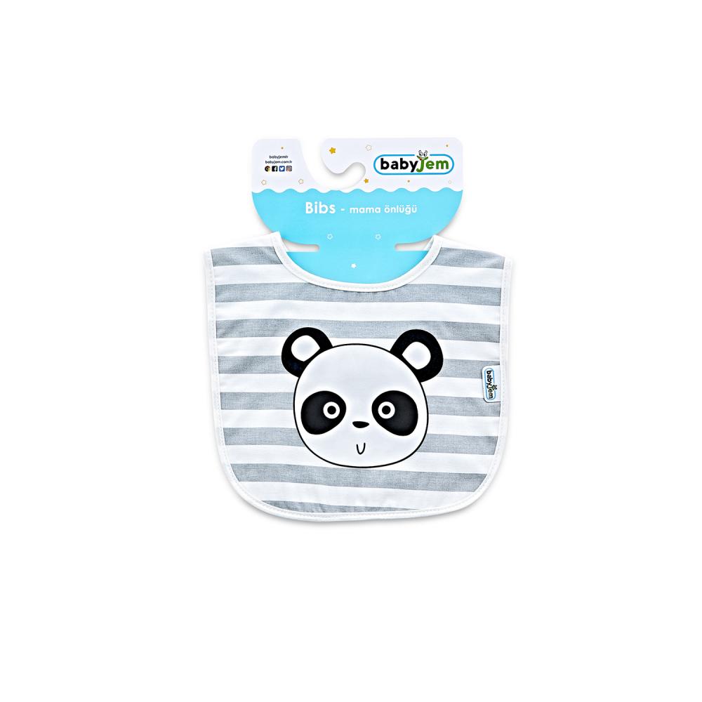 Baveta pentru copii BabyJem Panda Grey Alimentatie imagine noua responsabilitatesociala.ro