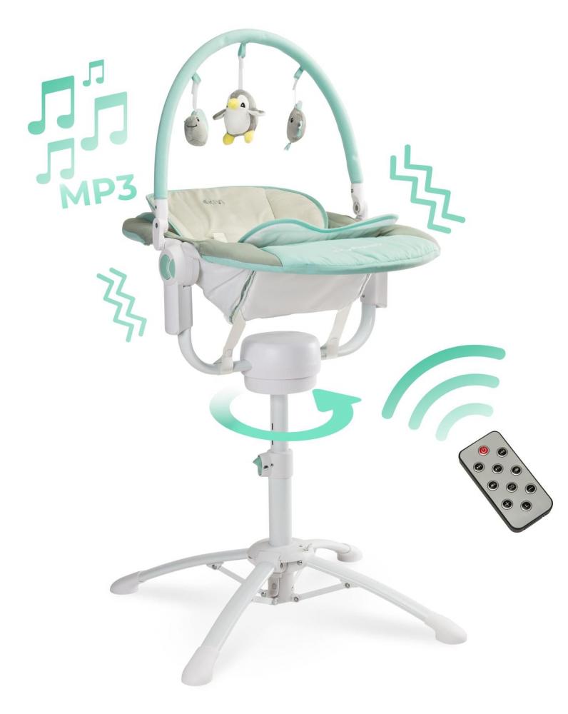 Scaun de masa 3 in 1 caretero kivi blue cu telecomanda
