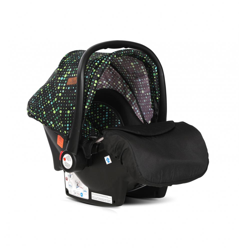 Carucior transformabil 3 in 1 alba cos auto inclus black circles