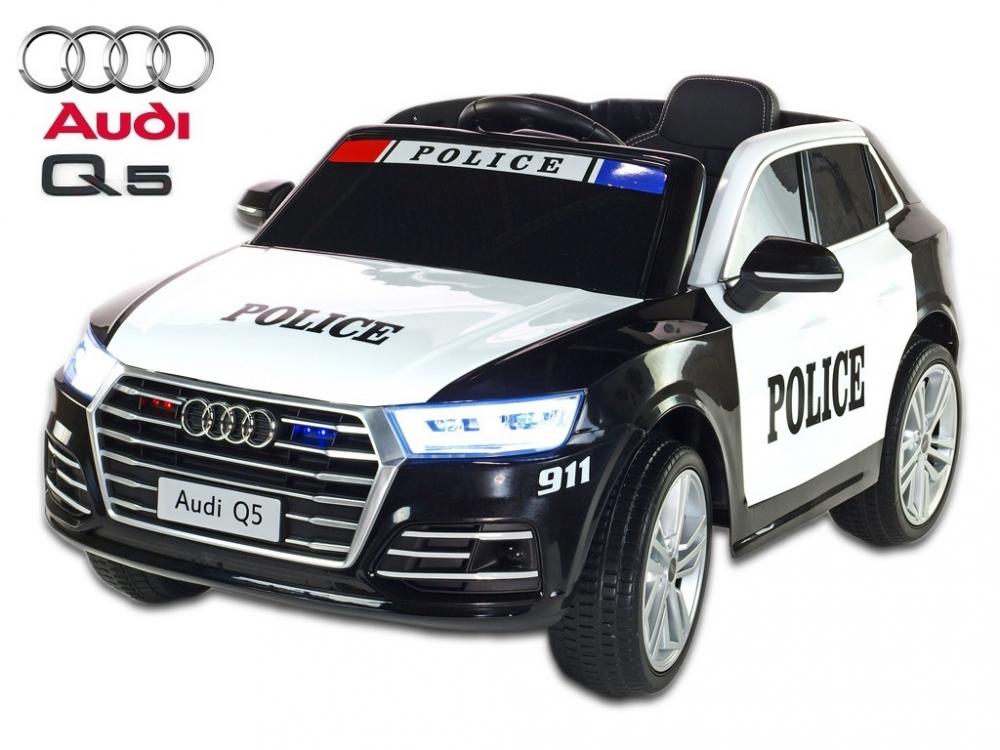 Masinuta electrica Audi Q5 Police cu scaun de piele si roti cauciuc