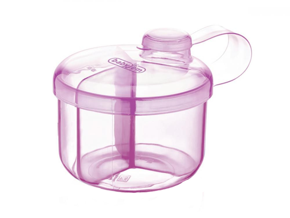 Recipient BabyJem pentru lapte praf cu 3 compartimente Practic Pink 300 ml