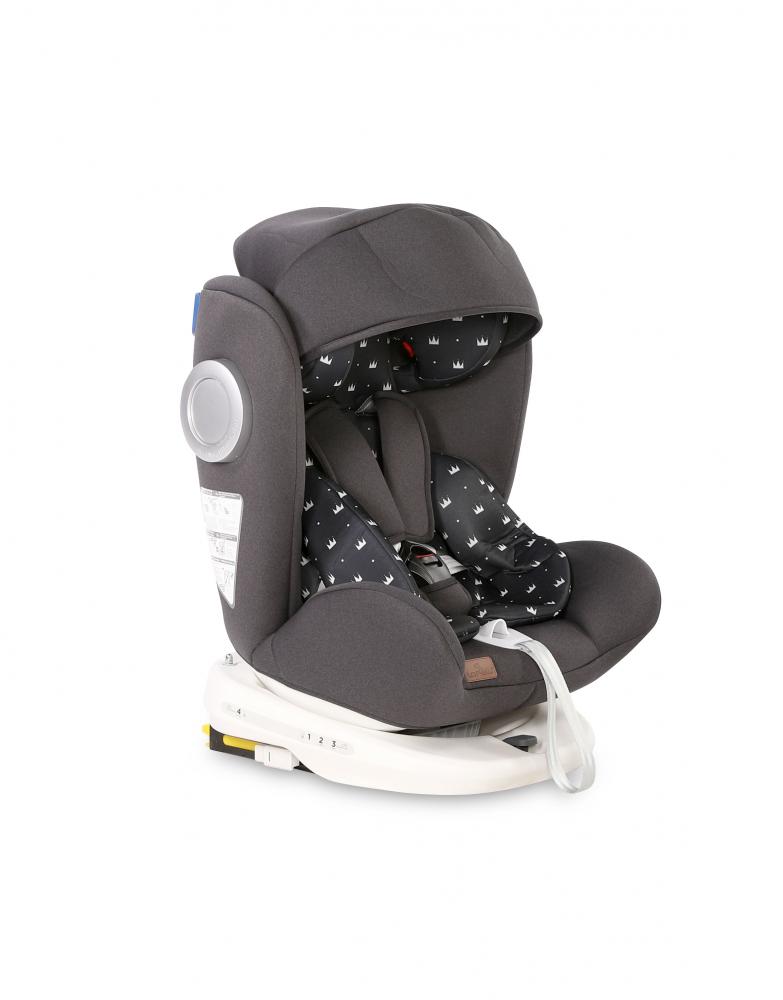 Scaun auto cu isofix 0-36 kg Lusso SPS rotativ 360 grade Black Crowns