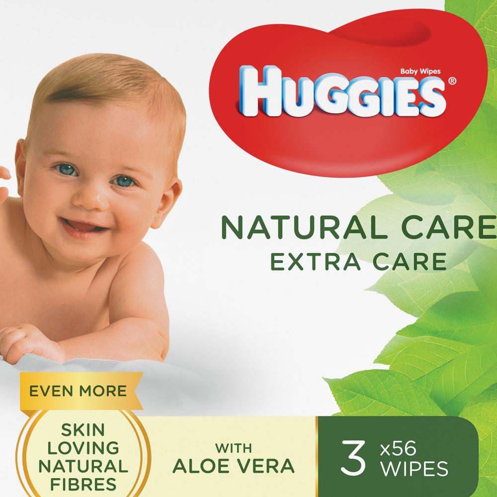 Servetele umede Huggies Natural Care Extra Care 3 pachete x 56 168 buc 168 imagine noua responsabilitatesociala.ro