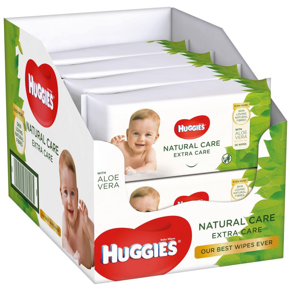 Servetele umede Huggies Natural Care Extra Care 8 pachete x 56, 448 buc 448 imagine noua responsabilitatesociala.ro