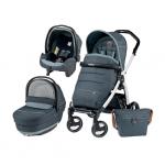 Nou! Carucior 3 in 1, Peg Perego, Book Plus S, Black&White, Completo SL Blue Denim