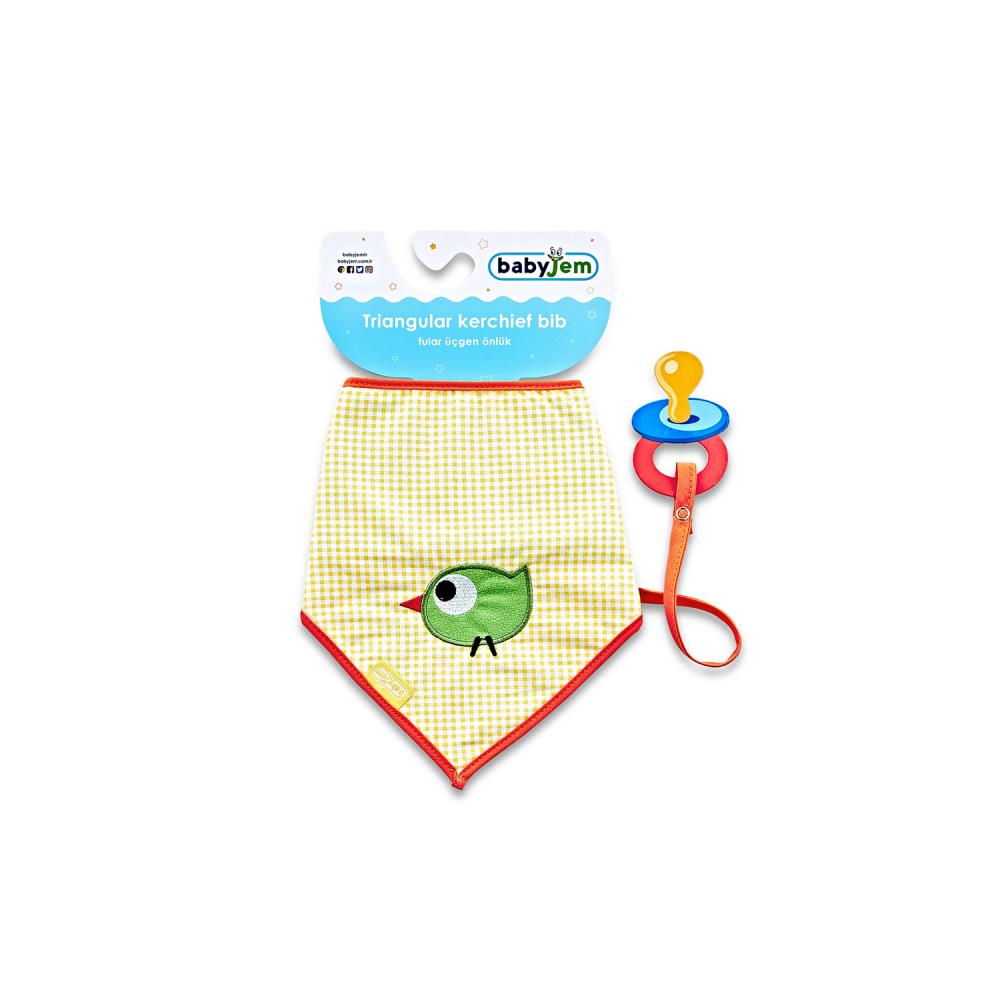 Baveta cu suport suzeta babyjem triangle yellow