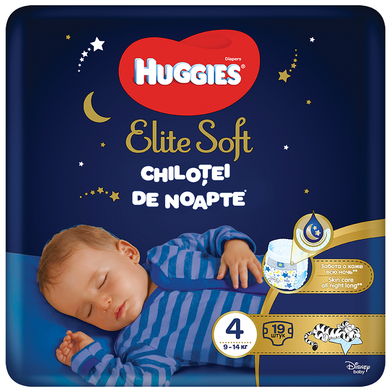 Scutece-chilotel de noapte Huggies Elite Soft Pants Overnight marimea 4, 19 buc, 9-14 kg 9-14 imagine noua responsabilitatesociala.ro