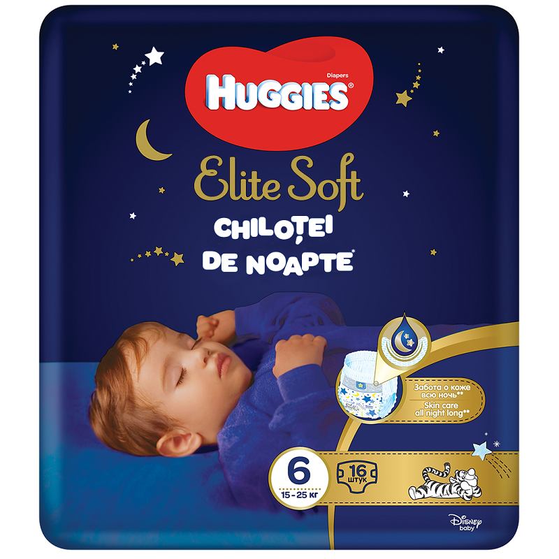 Scutece-chilotel de noapte Huggies Elite Soft Pants Overnight marimea 6, 16 buc, 15-25 kg 15-25 imagine noua responsabilitatesociala.ro