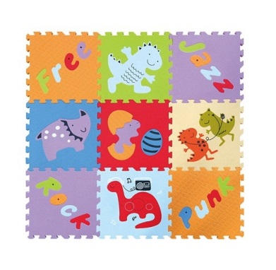 Covoras Puzzle Lumea Dinozaurilor 92x92 cm Babygreat