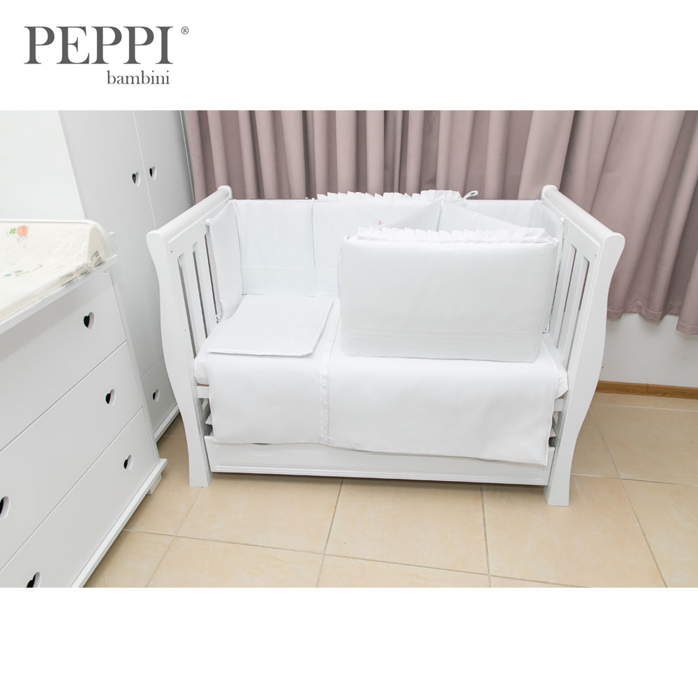 Lenjerie patut 5 piese 120x60 cu broderie butterfly white